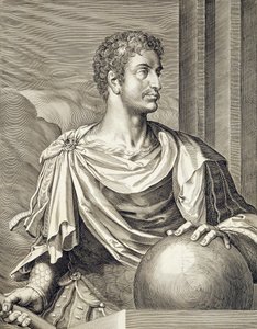 D. Octavius Augustus (63 BC - 14 AD) Emperor of Rome 27 BC - 14 AD Engraved by Aegidius Sadeler (1570-1629) by Tiziano Vecelli